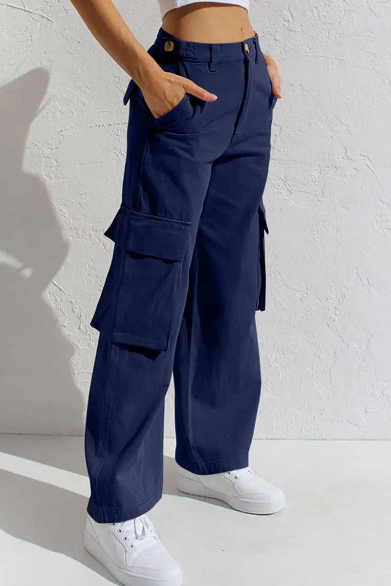 Ladies' Stylish Utility Cargo Jeans With Pockets