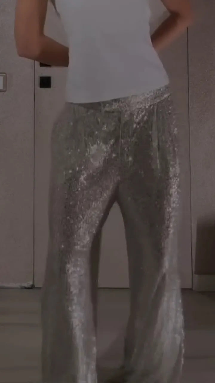 Womens Shimmering Casual Pants