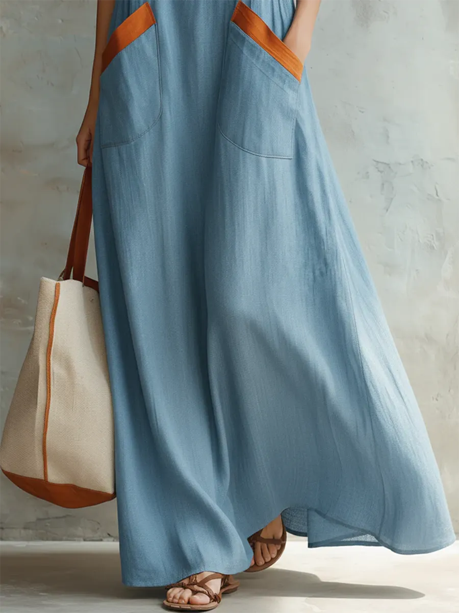 Cozy & Lightweight Contrast Trim Denim Dress