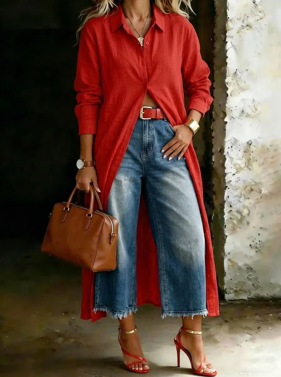 Women’s Stylish Casual Single-button Denim Pants