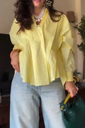 Women Collar Solid Color Casual Shirt with Temperament