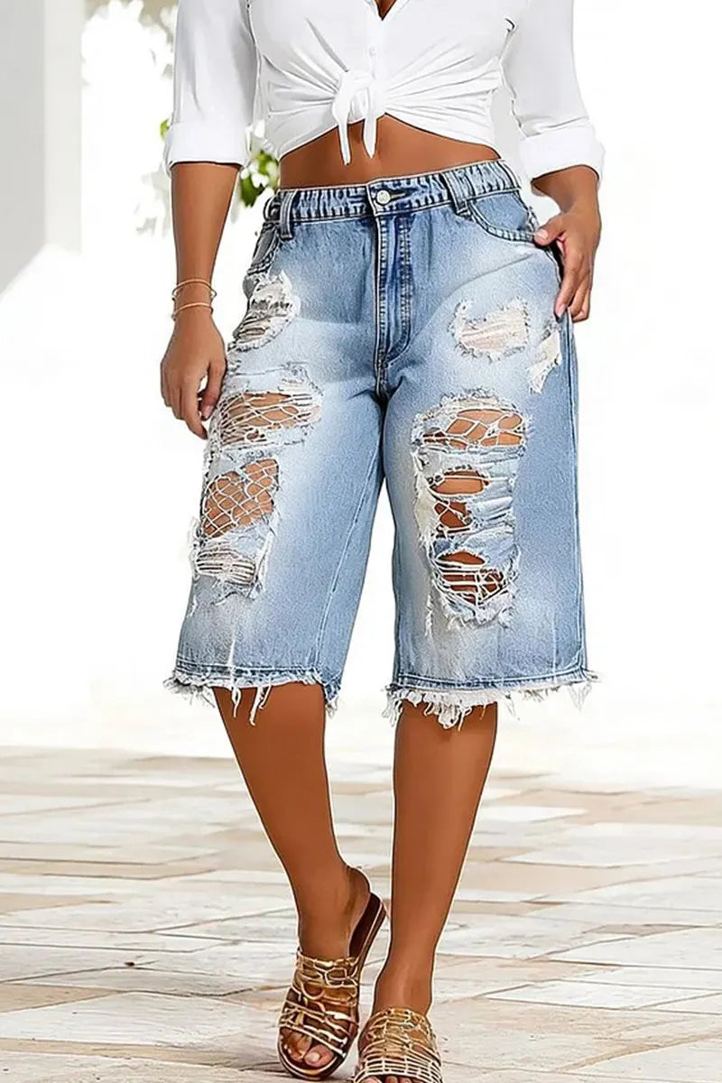 Women's Casual Ripped Denim Shorts
