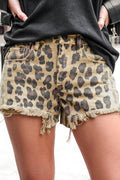 Fashionable Women's Leopard Print Denim Shorts