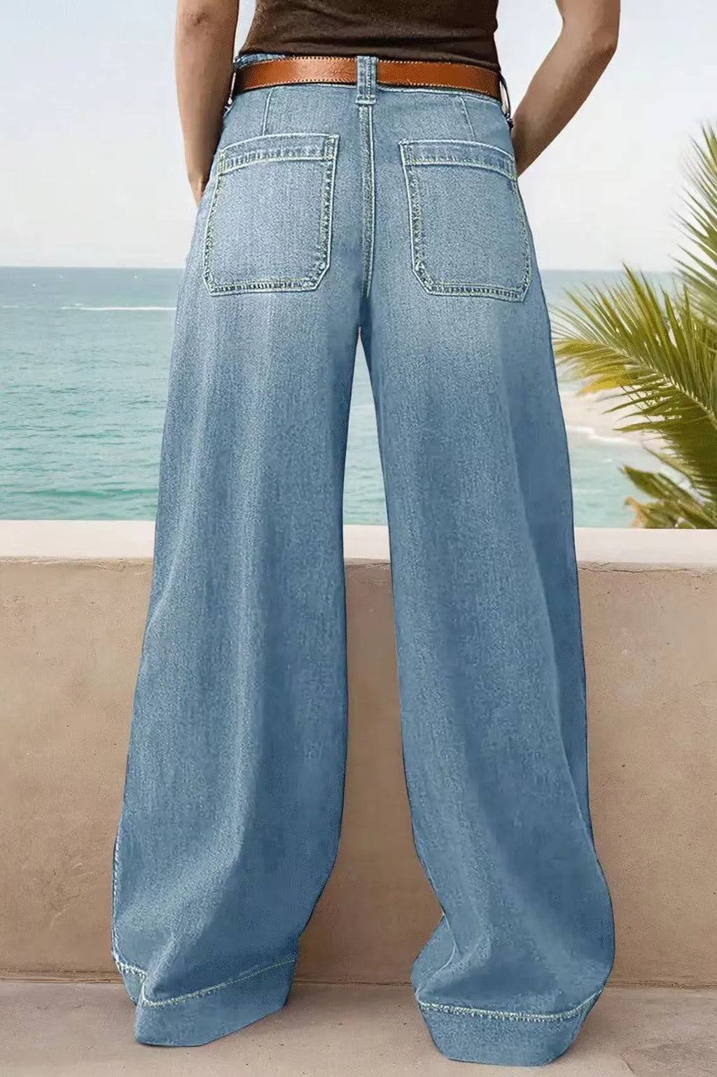 Women's Casual Straight Leg Washed Jeans