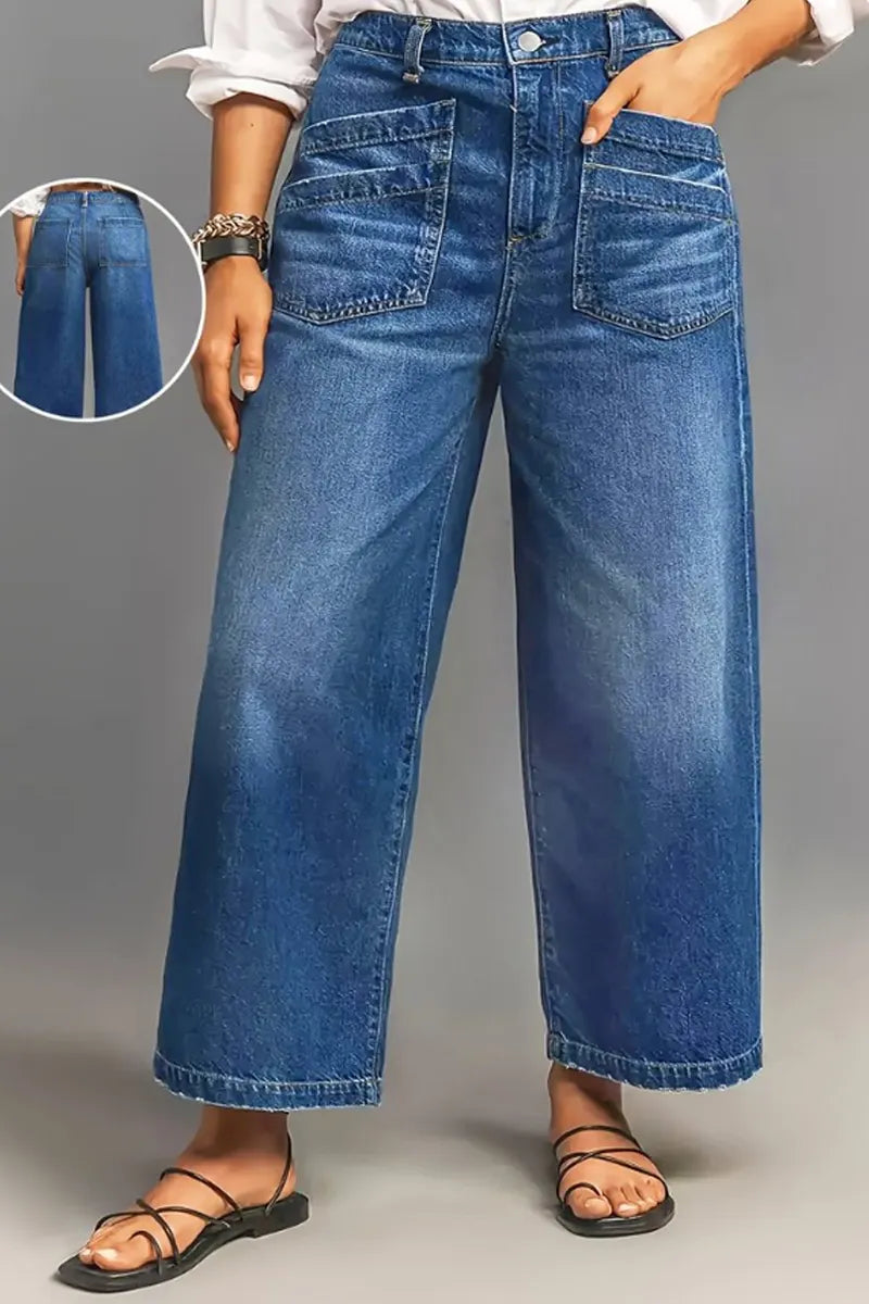 Hot Selling Women's Plus Size Casual Street Washed Straight Leg Jeans