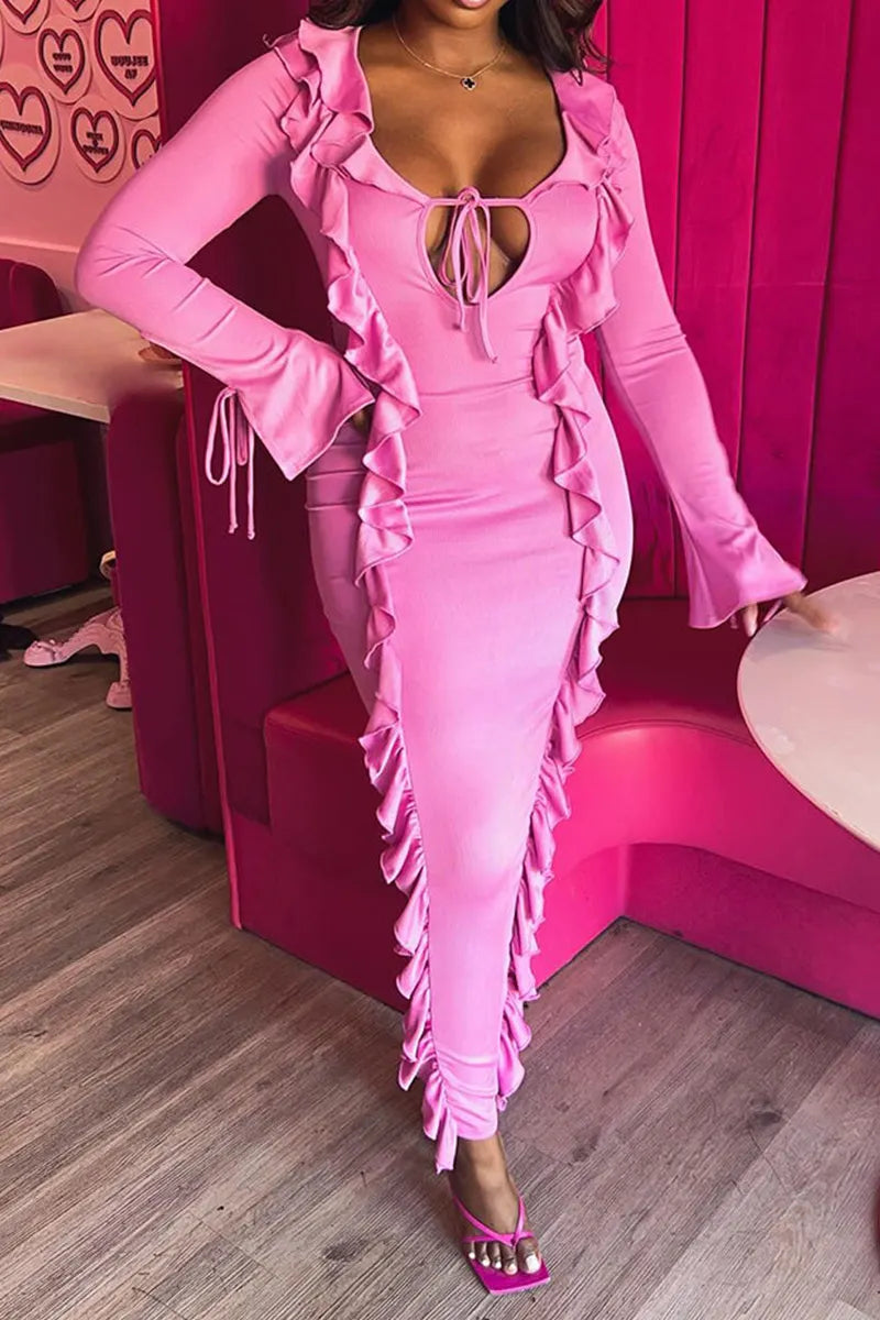 Women's Lace Up Maxi Party Dress