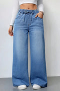 Women's Bow Tie Drawstring Relaxed Fit Jeans