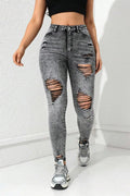 Women's Casual Distressed Wash Ripped Slim Fit Jeans