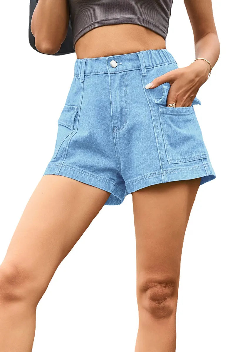 Women's American Casual Denim Cargo Shorts