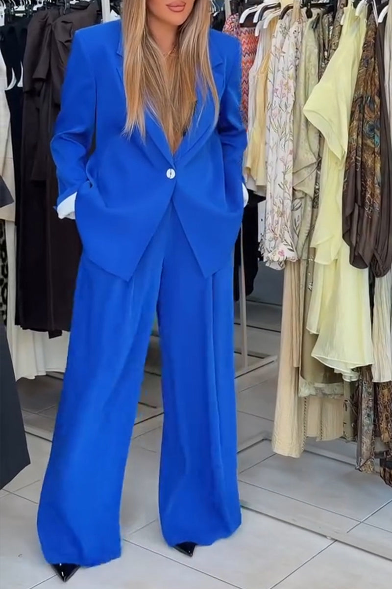 Women's Fashion Classic Lapel Backless Blazer Long Two-Piece Set