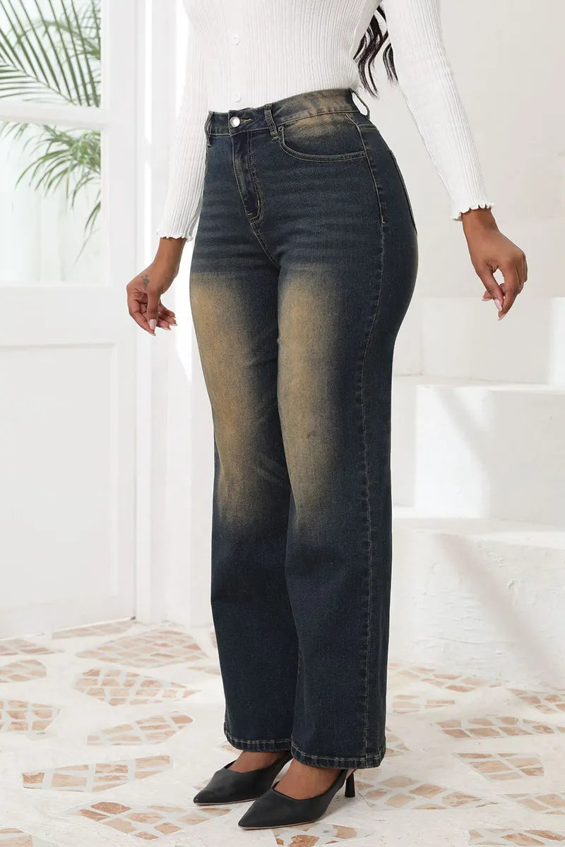 Trendy Slim Fit Straight Leg Casual Jeans