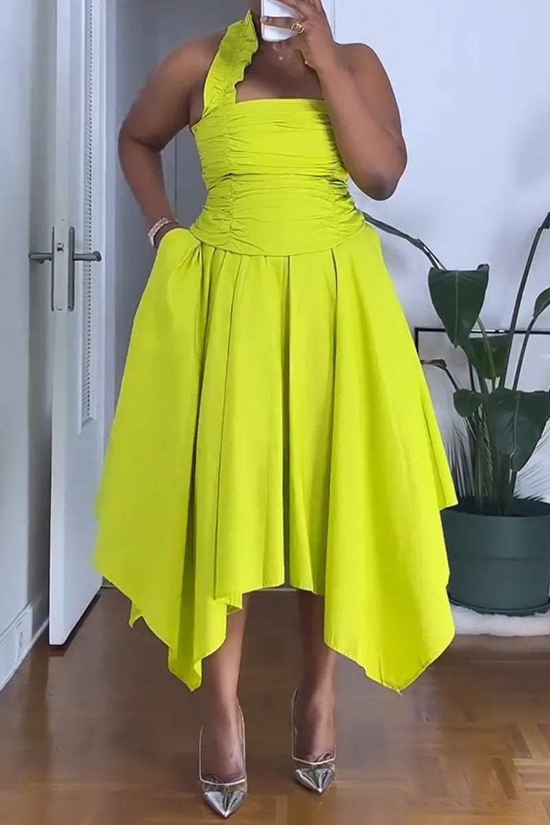 Women Neck and Waist Cinching Top + Irregular Half Skirt Elegant Casual Suit