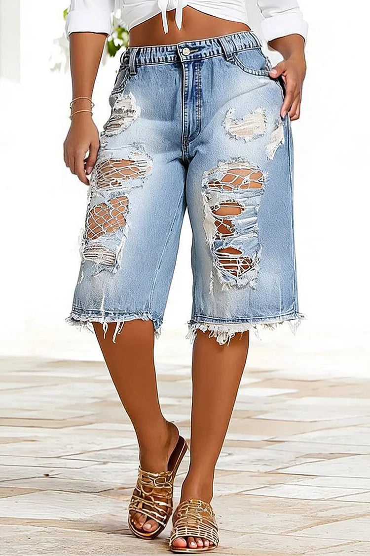 Women's Casual Ripped Denim Shorts