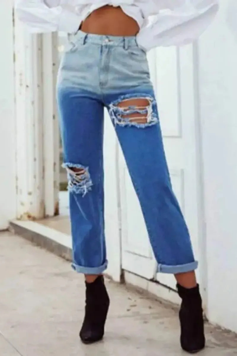 Ladies' Patchwork Vintage Sexy Street Style Jeans