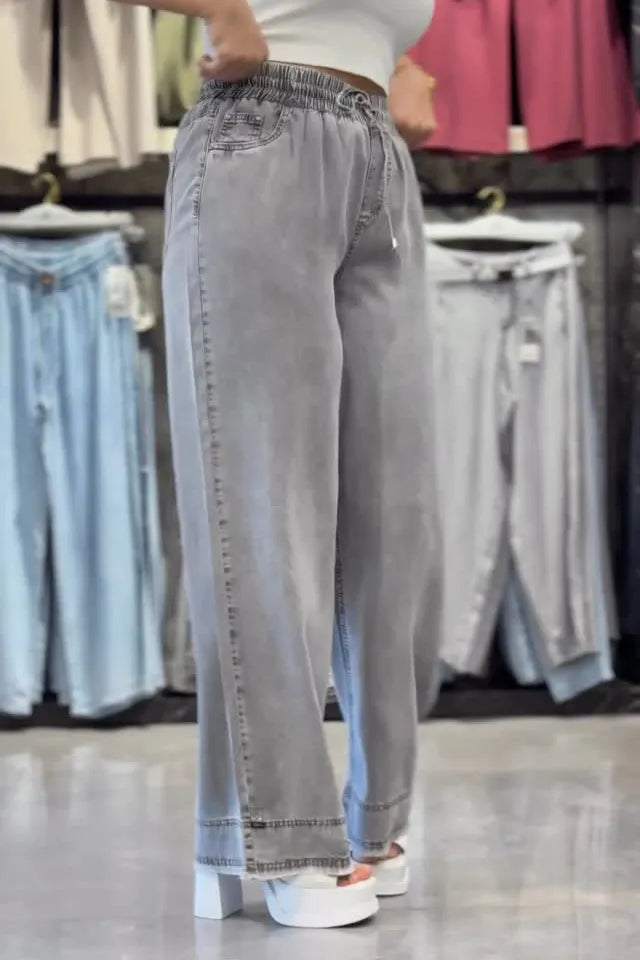 Women's Casual Stretch Waist Wide Leg Jeans