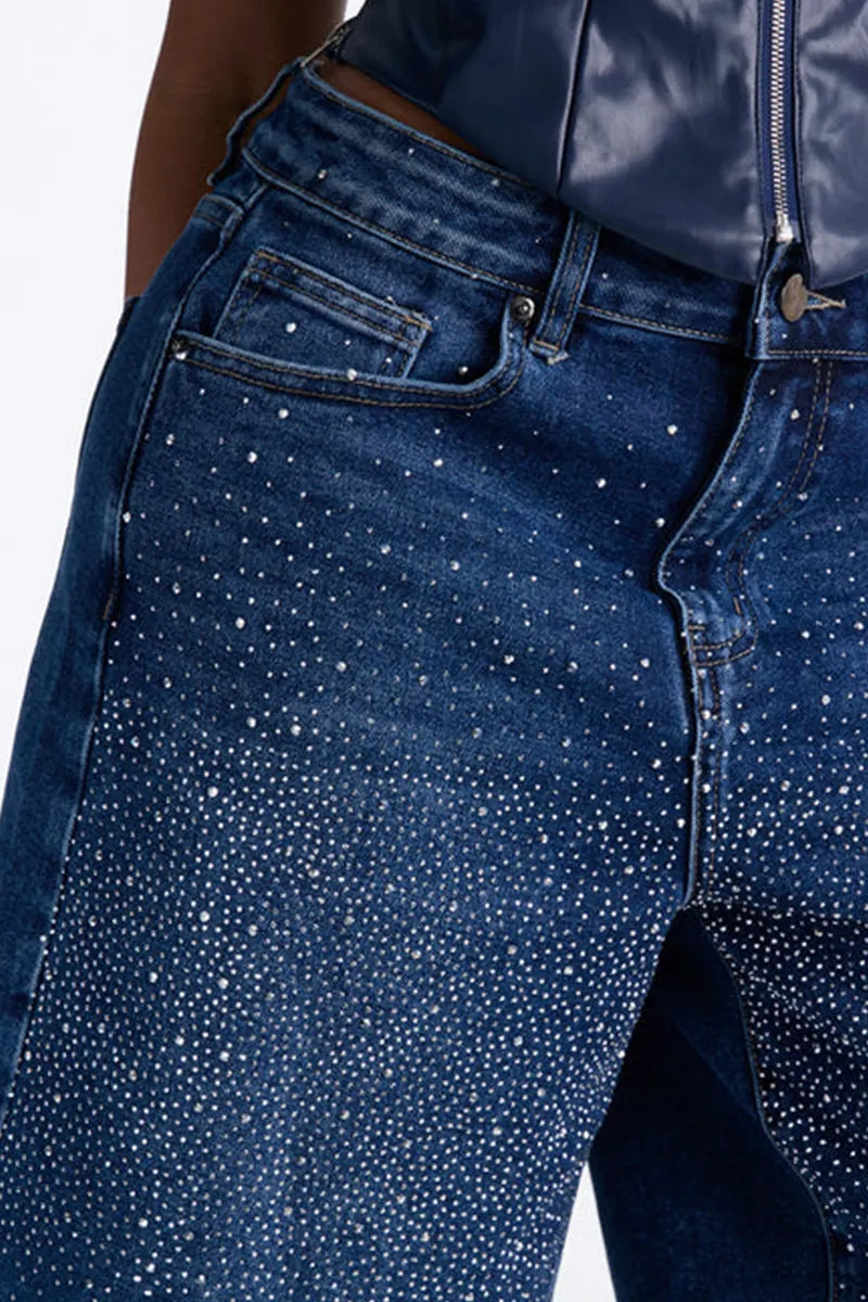 Women's Y2k Rhinestone Denim Shorts(Belts Are Not For Sale)