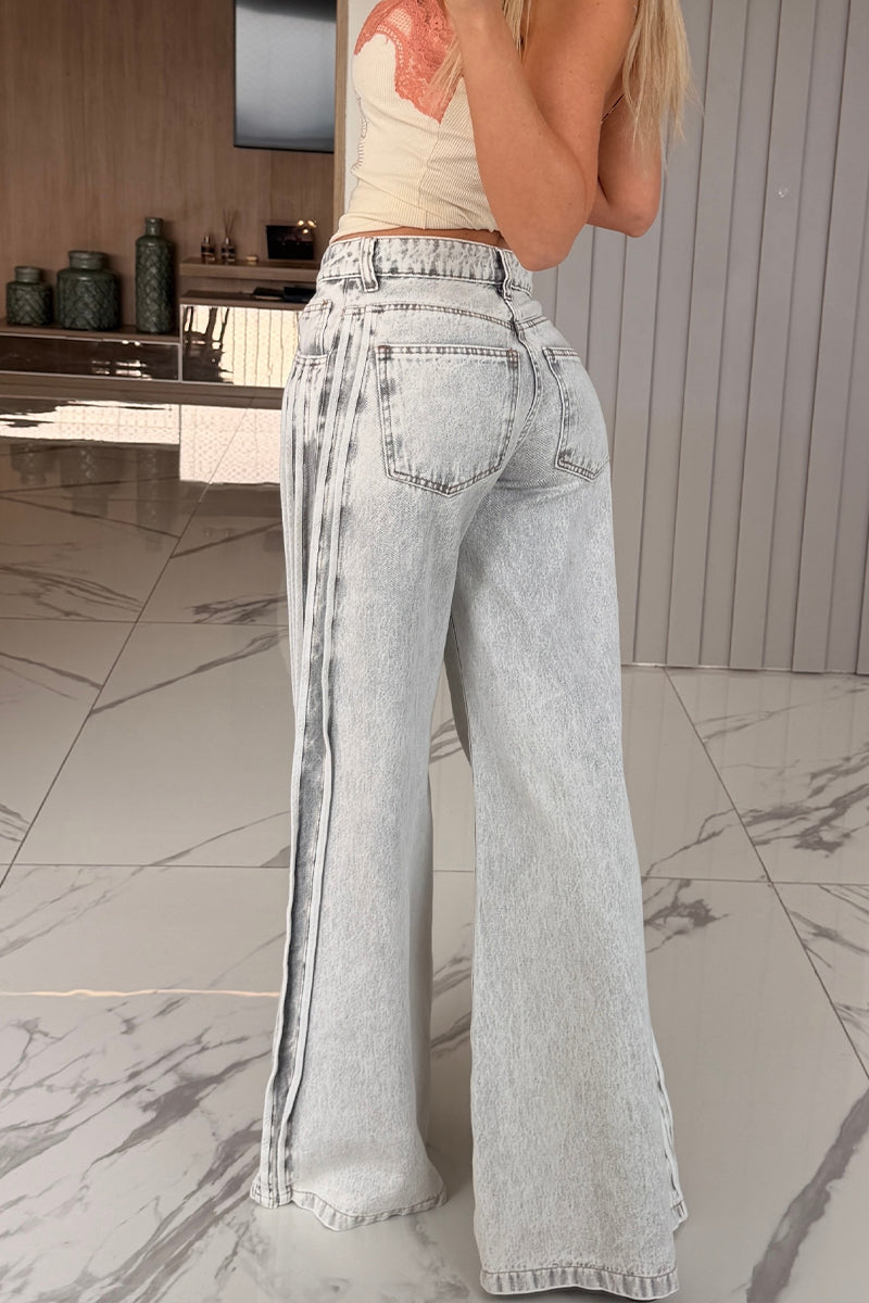 Women's Washed and Spliced Casual Jeans