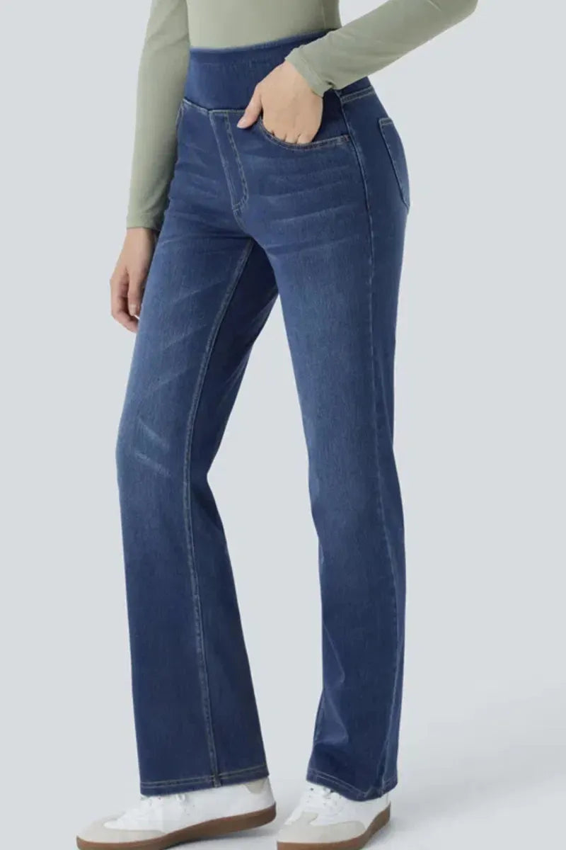 Ladies' Fashion Slim-Fit Draping Jeans