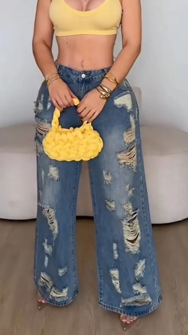 Women Ripped Washed Casual Jeans