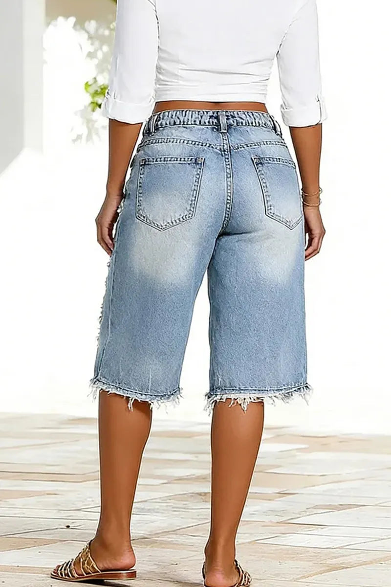 Women's Casual Ripped Denim Shorts
