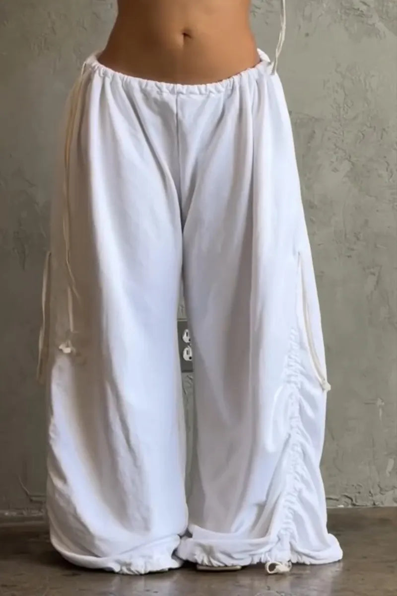 Women's Casual Waist Hem Drawstring Loose Pants