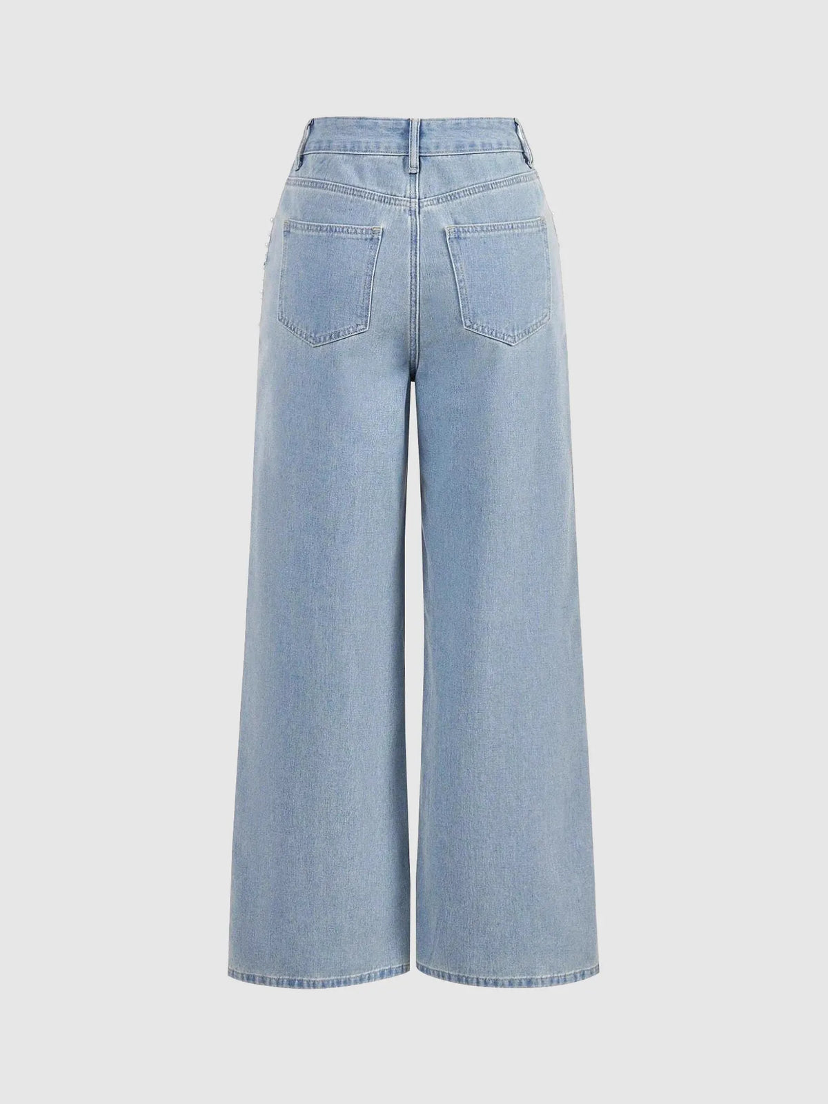 Casual Loose Fit Beaded Straight Leg Jeans