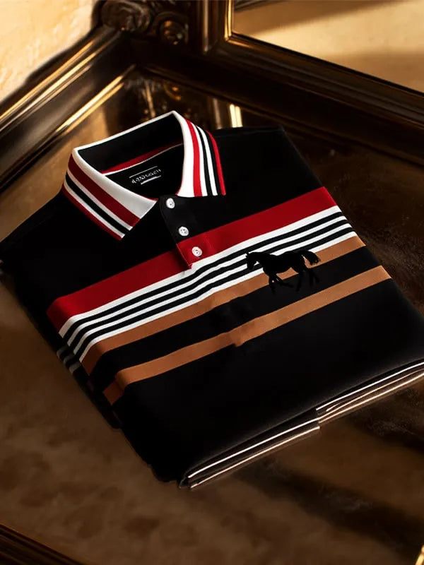 Men's Classic Business Logo Button Short Sleeve Polo Shirt
