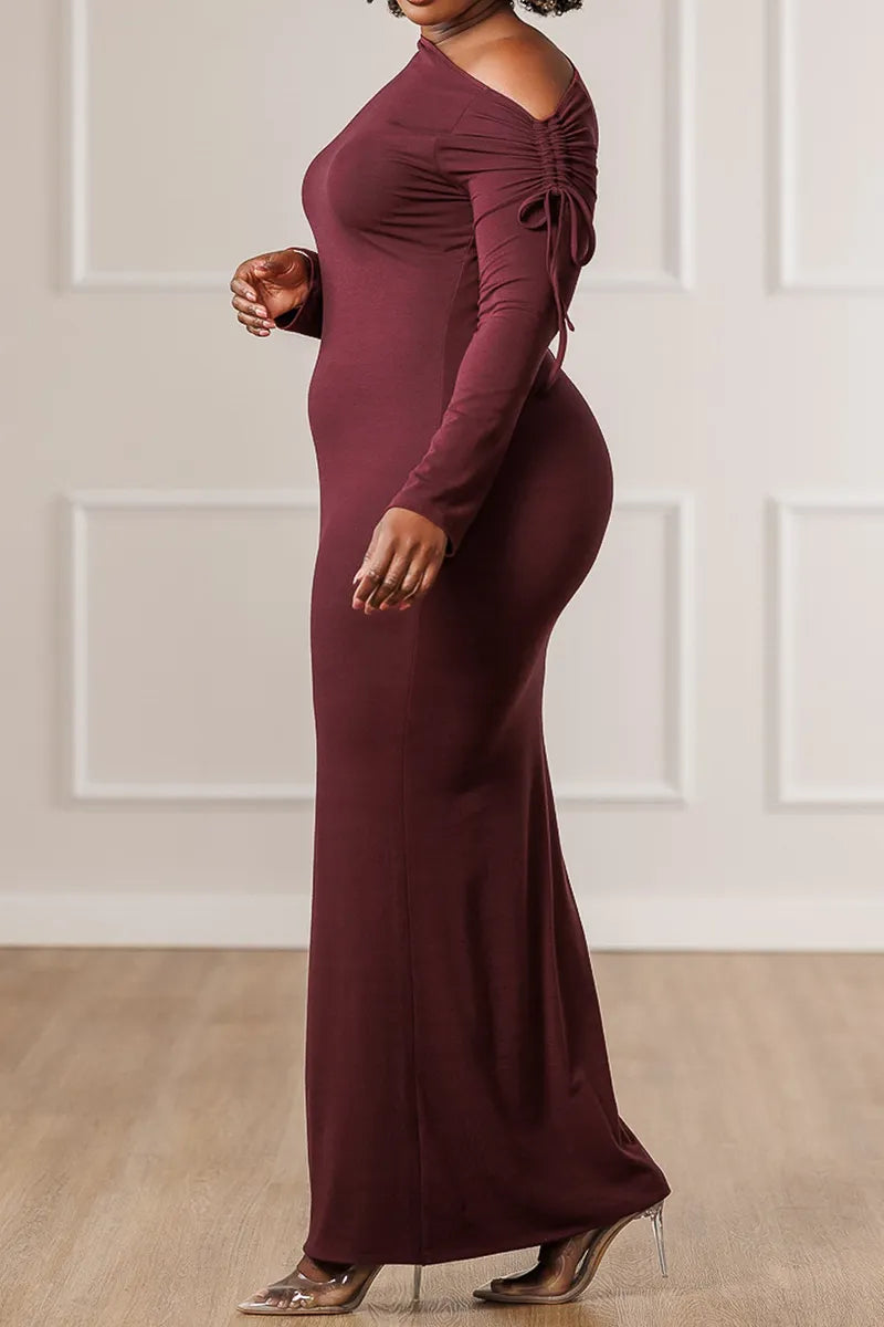 Women's Long Off Shoulder Bodycon Party Dress