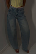 Women's Washed and Spliced Rhinestone Casual Jeans