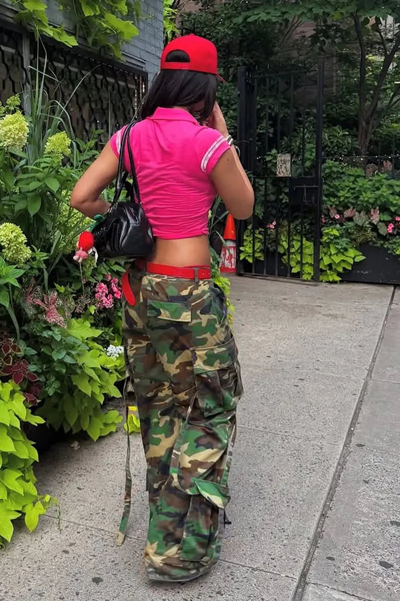 Women's Street Style Cargo Pants With Camouflage Print