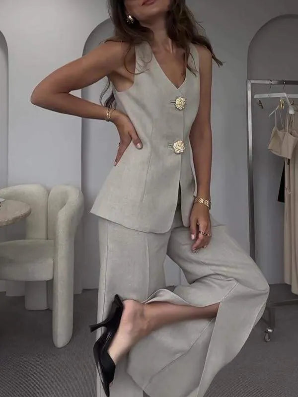 Women Casual Design Two-piece Pant Suit