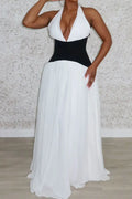 Women's Elegant Color Block Long Dress