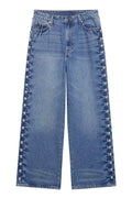 Women's Stylish Metal Rivet Embellished Straight Leg  Jeans
