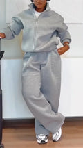Women Standing Collar Jacket+ Pants Sports and Casual Suit