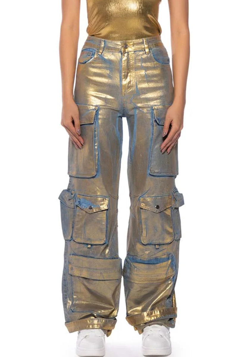 Women's Y2k Multi Pocket Straight Leg Ombré Trousers