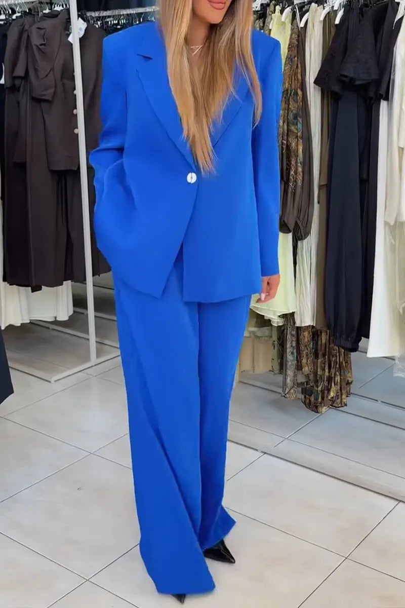 Women's Fashion Classic Lapel Backless Blazer Long Two-Piece Set