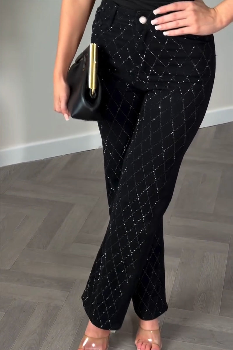 Women's Hot Stamping Rhinestone Shiny Casual Jeans