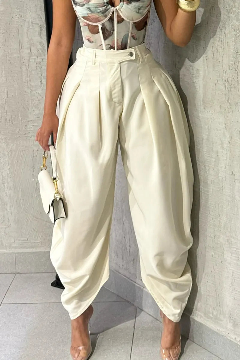 Ladies' Pleated Detail Wide-Leg Pants