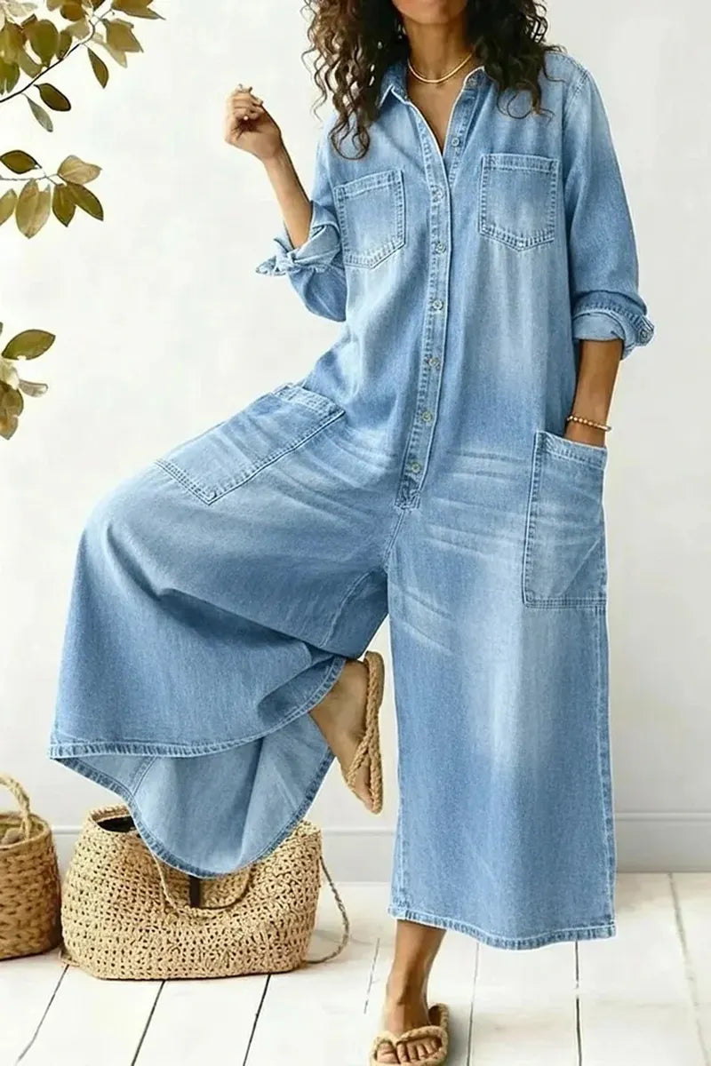 Women's Casual Comfortable Loose Denim Jumpsuit