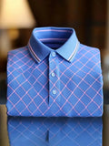Men's Classic Business Logo Button Short Sleeve Polo Shirt