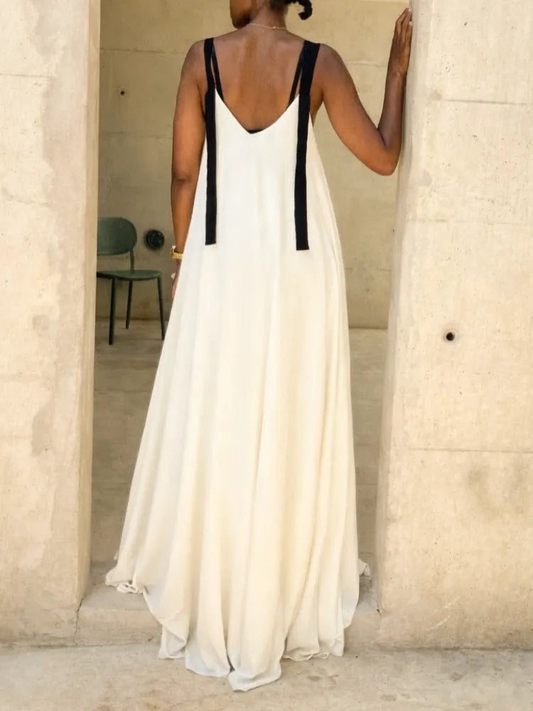 Women Elegant Casual Dress with Suspenders