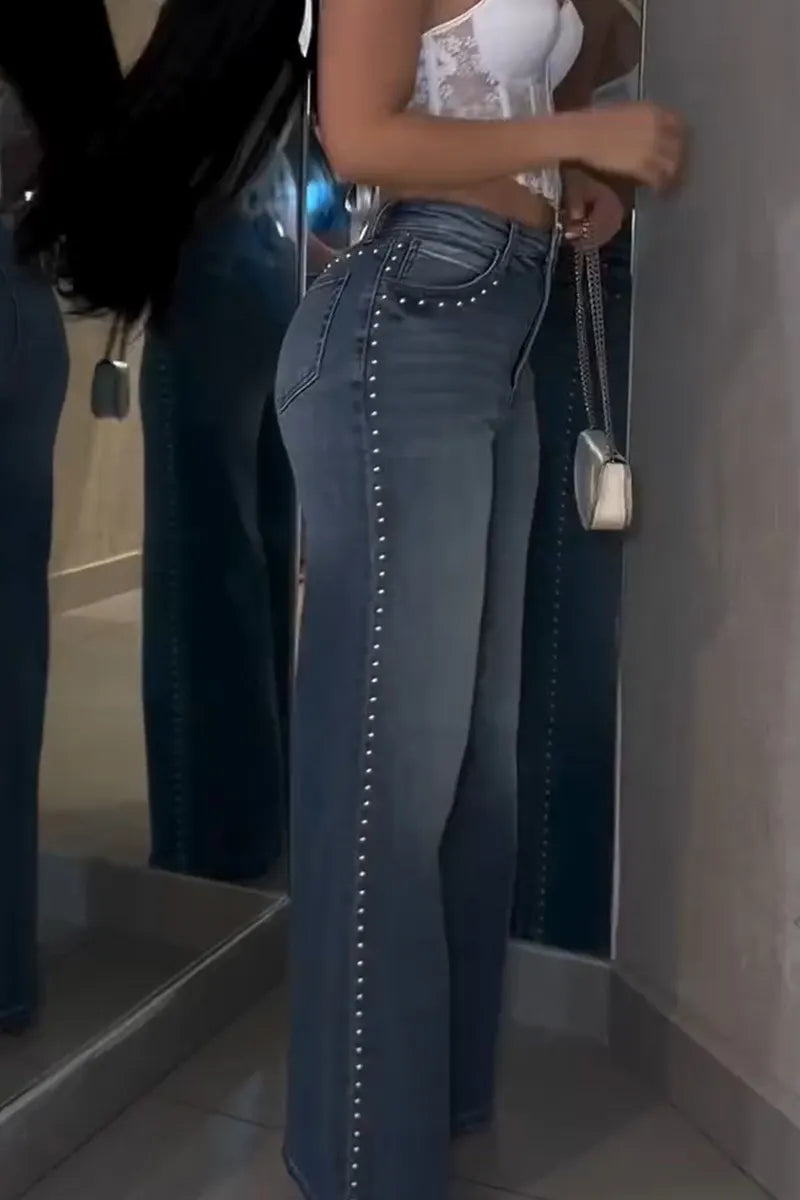 Stylish Women's Special Side Beaded Jeans