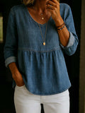 Women's Casual V-neck Denim Top