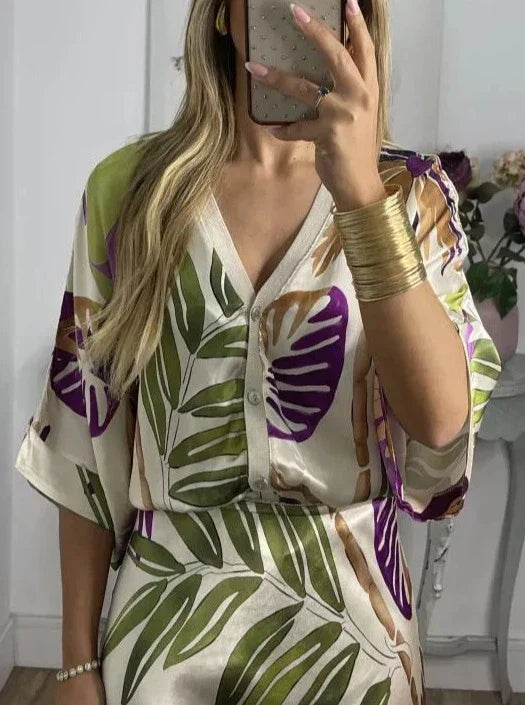 Elegant V-Neck-Two-Piece Dress