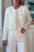 Women's Elegant Temperament Sequined Cardigan or Flared Pants