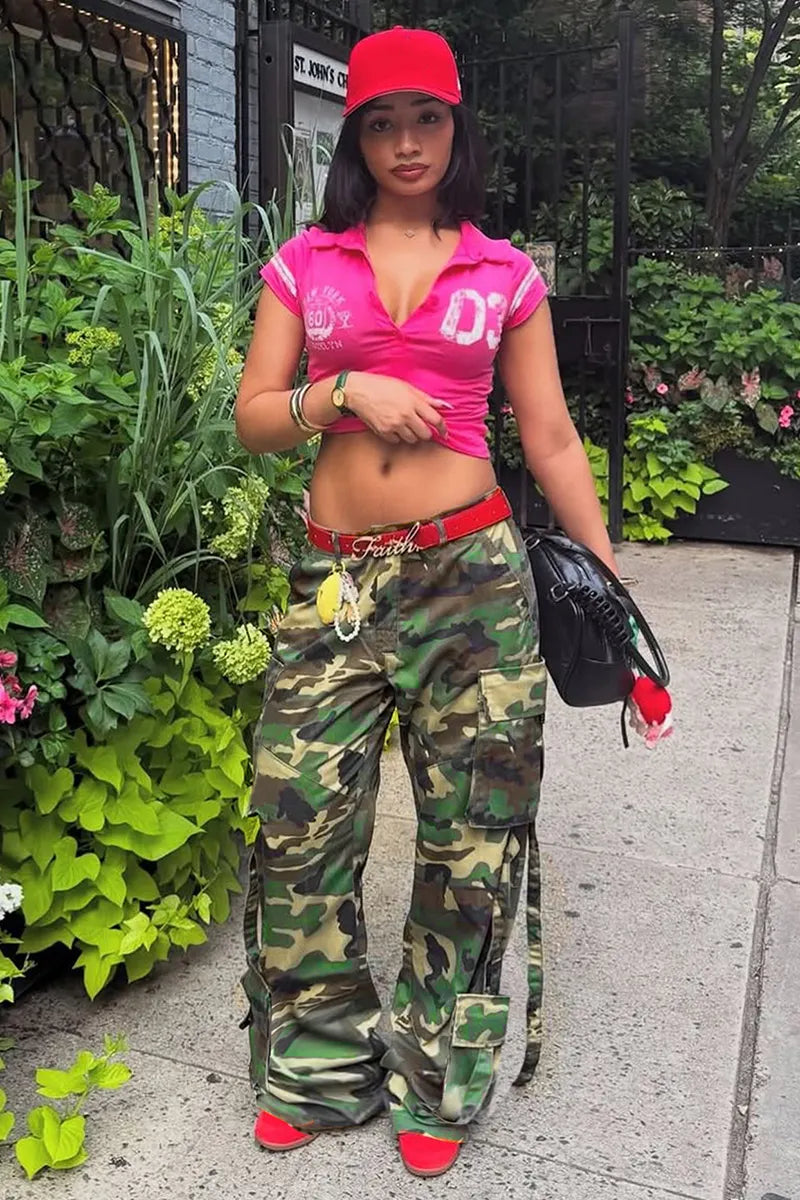 Women's Street Style Cargo Pants With Camouflage Print