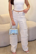 Women's Patchwork Multi Pocket Hot Stamping Rhinestone Jeans