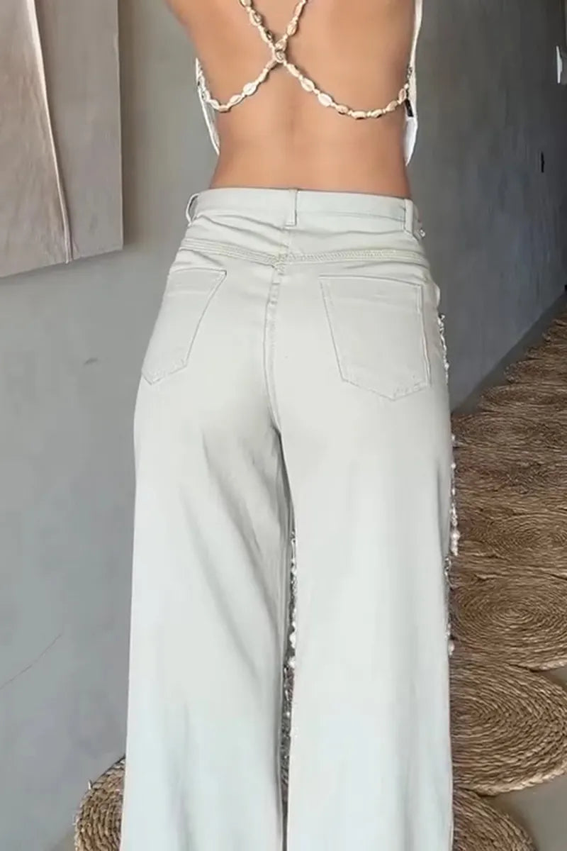 Women's Fashion Bestseller Beaded Fringe Trim Pants