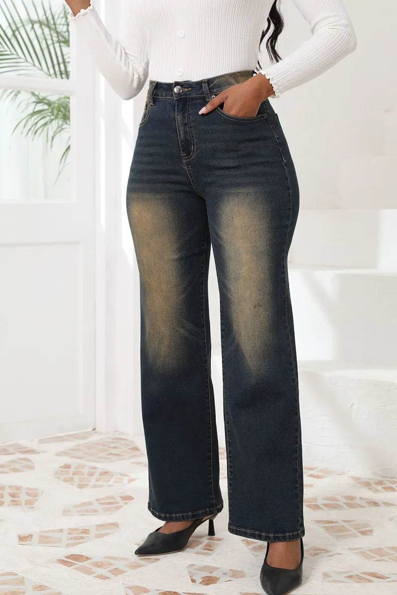 Trendy Slim Fit Straight Leg Casual Jeans
