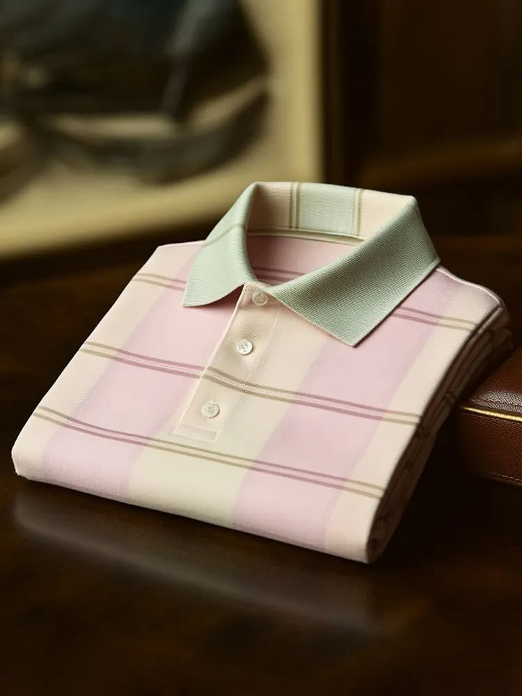 Men's Classic Business Logo Button Short Sleeve Polo Shirt
